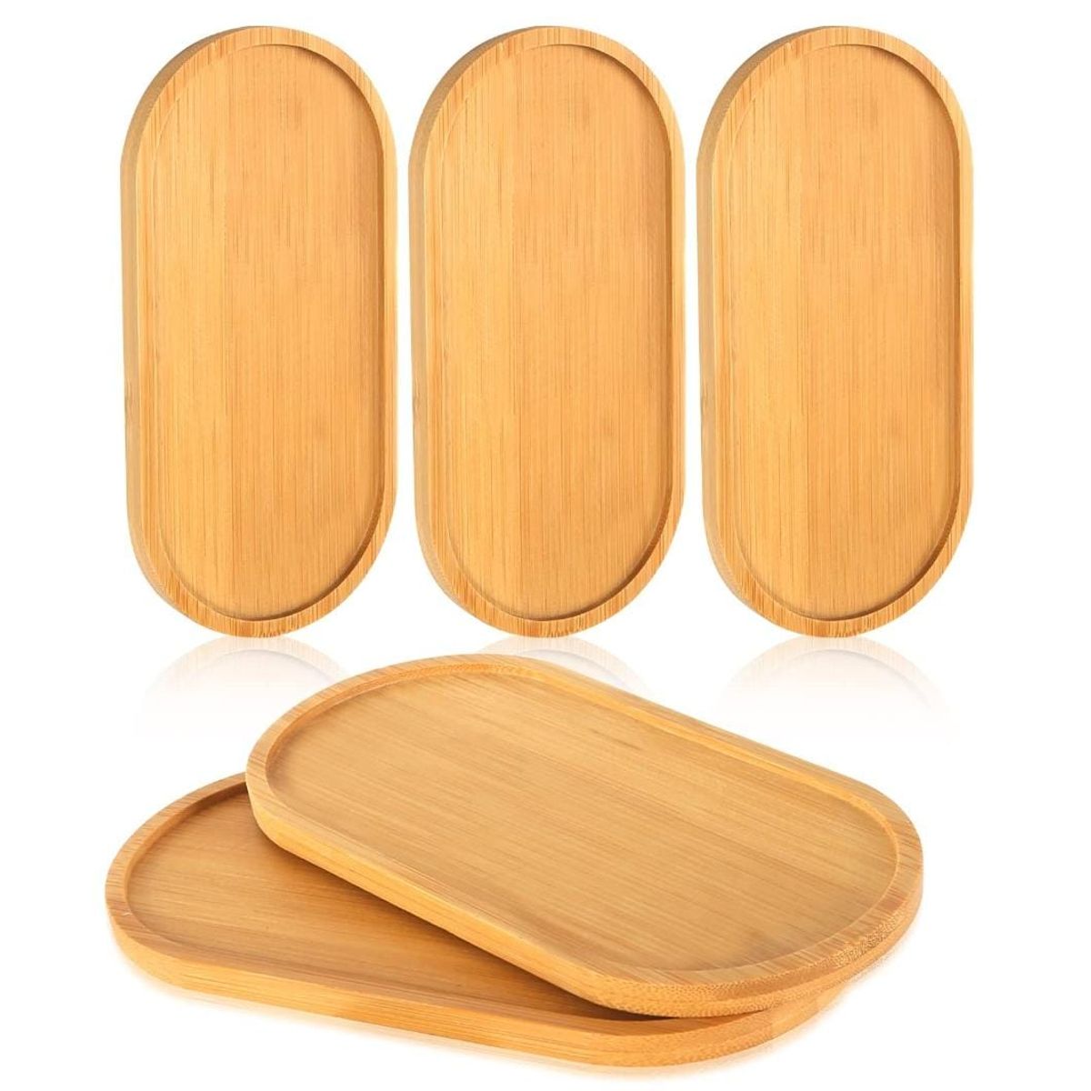 GENERICO - Pack 4 Bandejas Oval BAMBÚ  13x 33CM PREMIUM