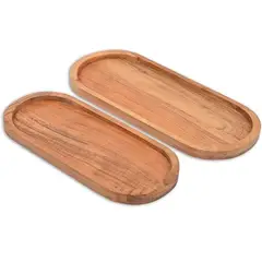GENERICO - 2 BANDEJAS OVAL EM BAMBU P - 13x33CM