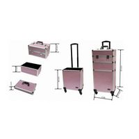 Maleta Para Maquillaje Y Manicure Con 4 Ruedas Rosa Con Brillante
