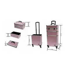 GENERICO - Maleta Para Maquillaje Y Manicure Con 4 Ruedas Rosa Con Brillante