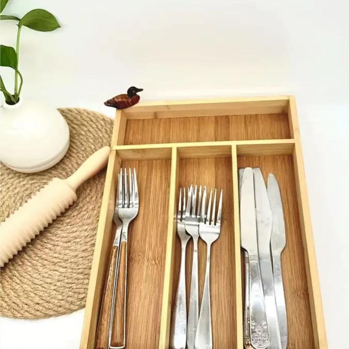 GENERICO - Organizadora Caja Madera Para Tenedores Cucharas Y Cuchillos De Mesa