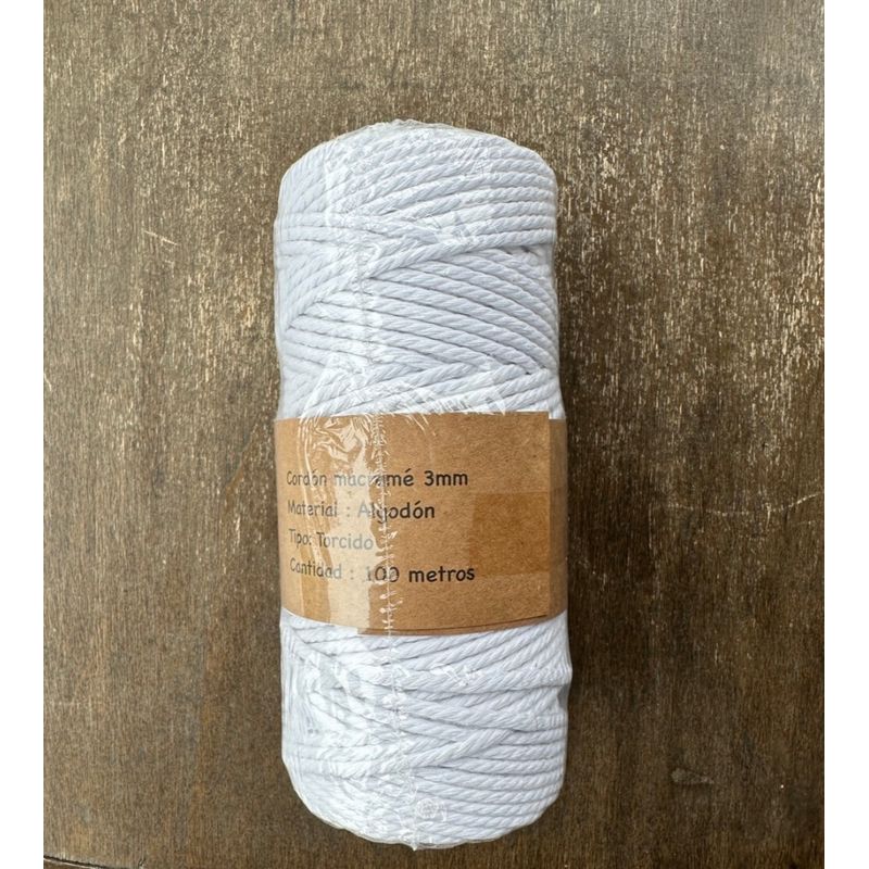 GENERICO - Cordón Para Macramé De 3 Mm Rollo De 100 Metros 100% Algodon