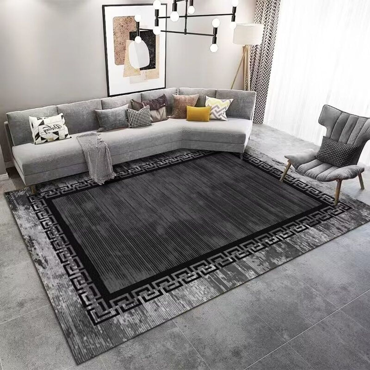 GENERICO - Alfombra 3d  Con Diseño Geometrico Cuadrados 200x240 Cm