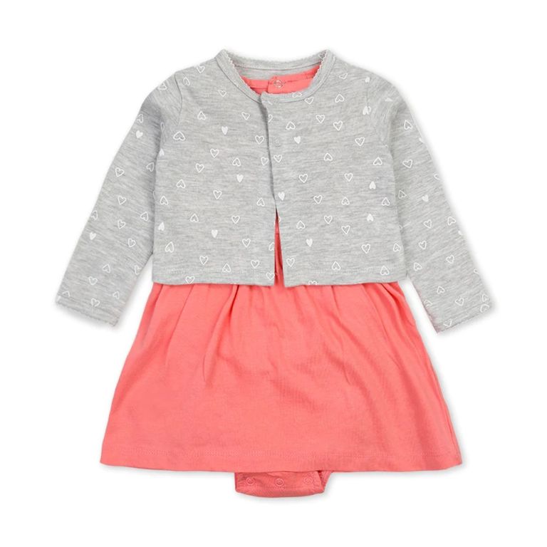 Set 2 Piezas Body Cardigan Nina Rosado Algodon Rosa 18 MESES