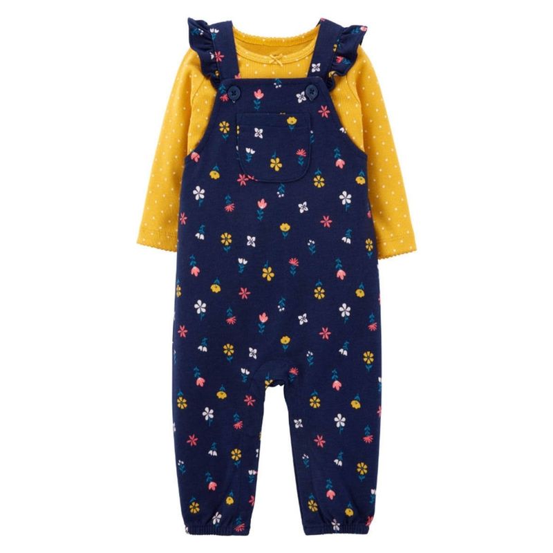 TEDMIMAK - Set 2 Piezas Polera Jardinera Niña Tedmimak Algodón Manga Larga