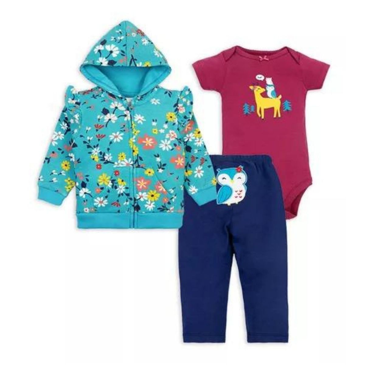 TEDMIMAK - Conjunto Bebe Niña Pack 3 Piezas Manga Corta Tedmimak Reno