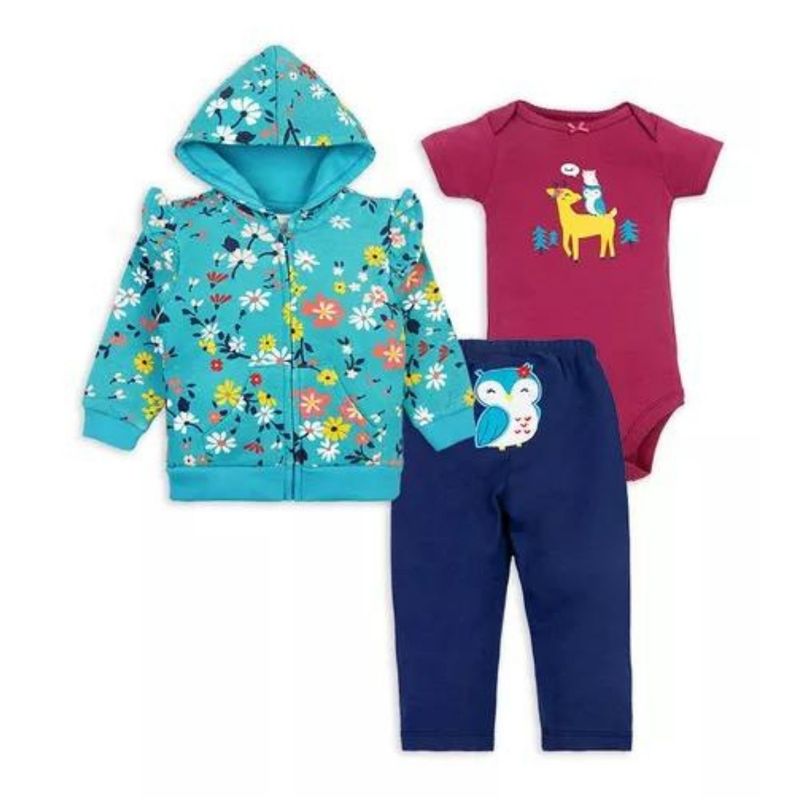 TEDMIMAK - Conjunto Bebe Niña Pack 3 Piezas Manga Corta Tedmimak Reno