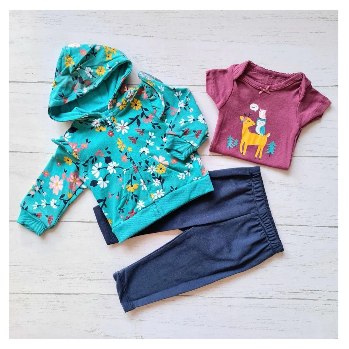 TEDMIMAK - Conjunto Bebe Niña Pack 3 Piezas Manga Corta Tedmimak Reno