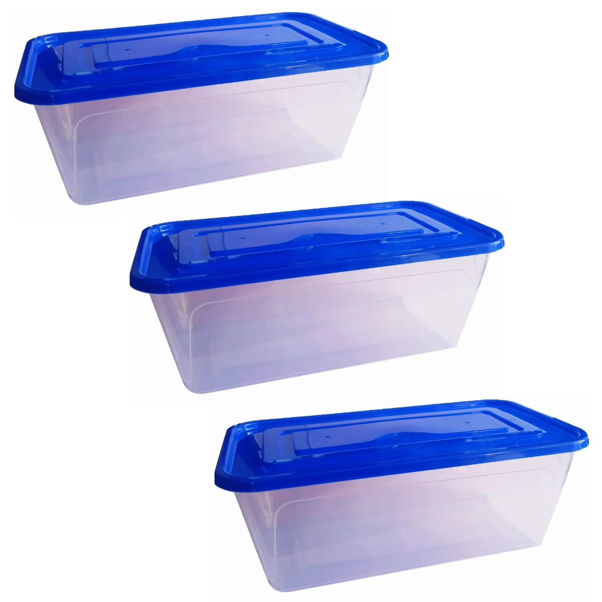 GENERICO - Pack X3 Caja Plastica Tupper Transparente Hogar Cocina 4,5 L