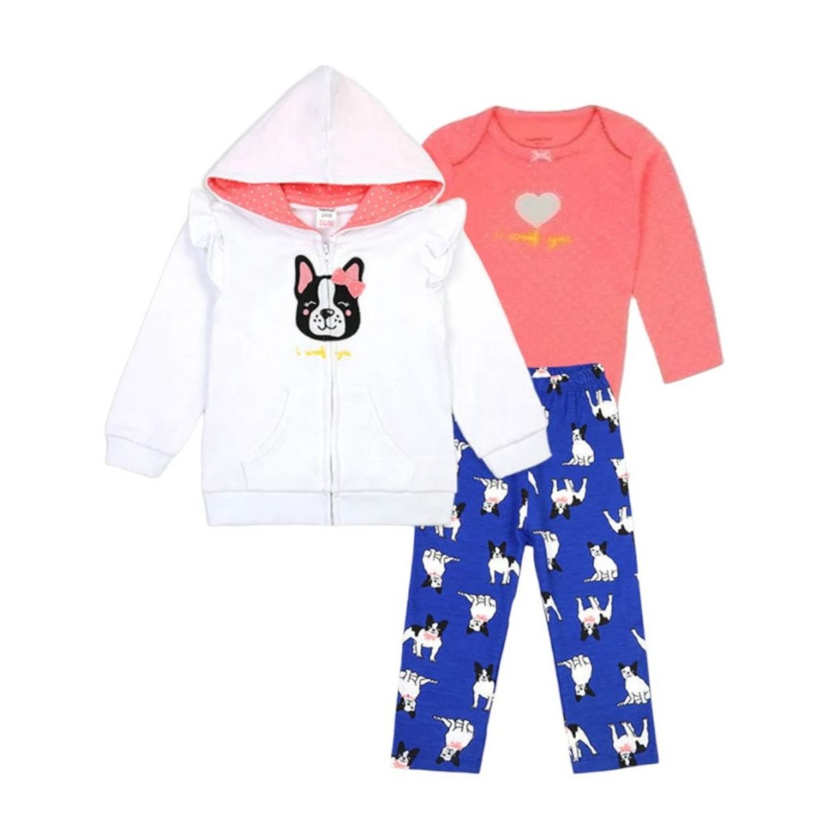 TEDMIMAK - Conjunto Bebe Niña Pack 3 Piezas Manga larga Tedmimak Perro