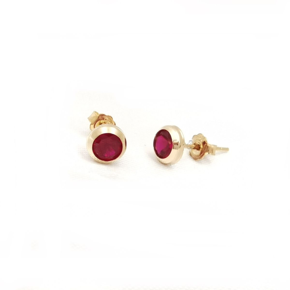 JOYAS MYTOKE - Aros Oro 18 Kilates Garantizado Rubi Punto De Luz Mujer