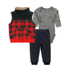 TEDMIMAK - Conjunto 3 Piezas Chaleco Pantalón Body Bebe Niño Leñador