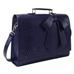 GENERICO - Maletín Bow De Mujer Para Laptop 14 De Cuero Vegano azul marino