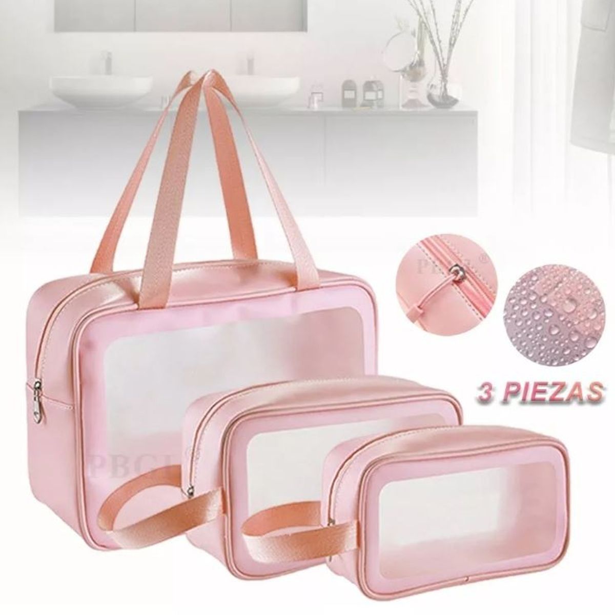 GENERICO - Neceser Organizador Bolsa De Cosméticos Transparente rosa