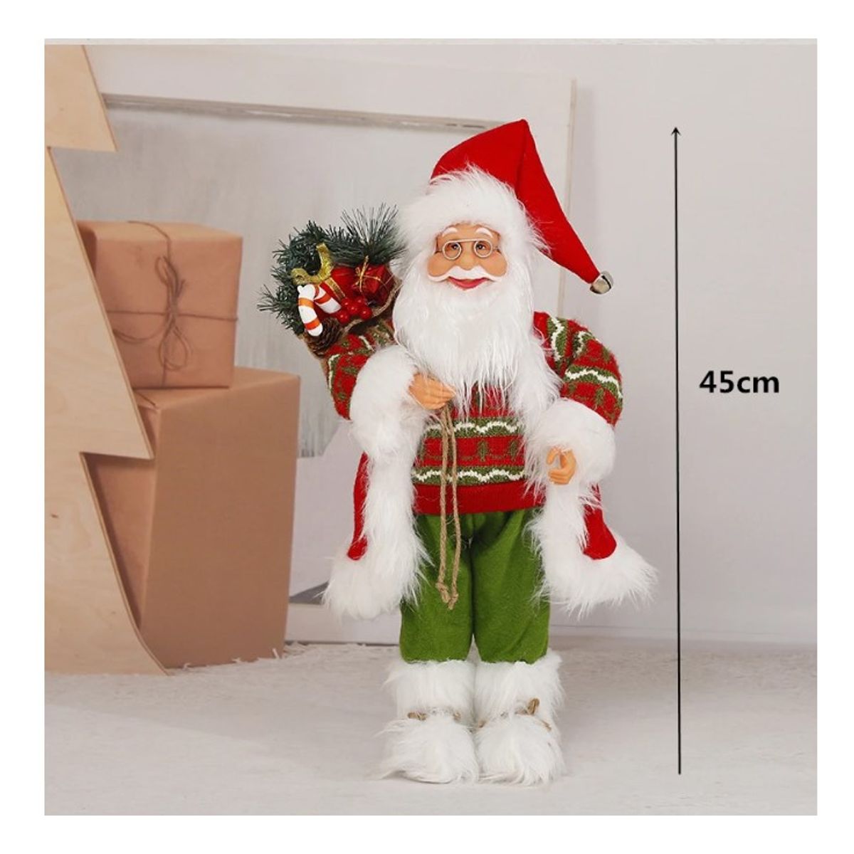 GENERICO - Viejo Pascuero Muñeco De Navidad 45 Cms Elegantes Calidad Verde con Rojo