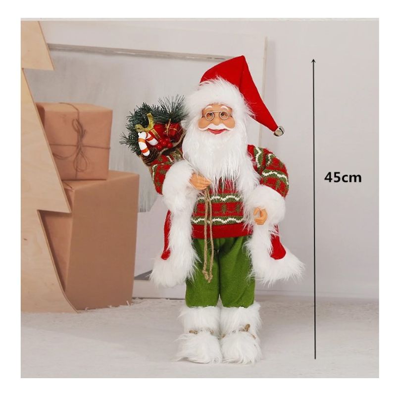 GENERICO - Viejo Pascuero Muñeco De Navidad 45 Cms Elegantes Calidad Verde con Rojo