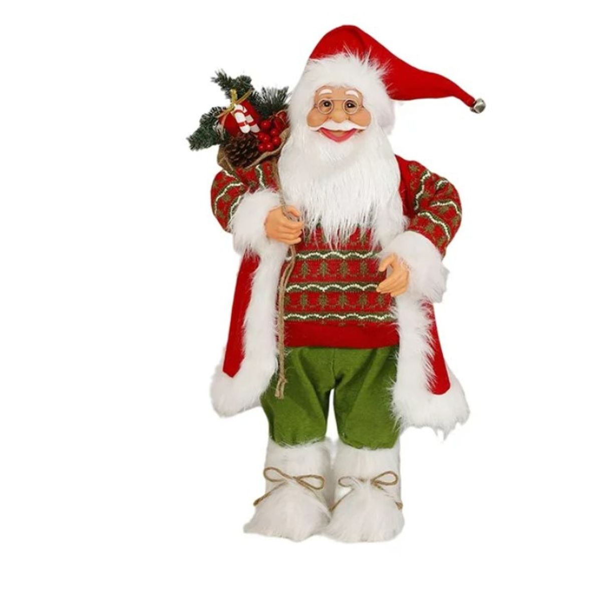 GENERICO - Viejo Pascuero Muñeco De Navidad 45 Cms Elegantes Calidad Verde con Rojo