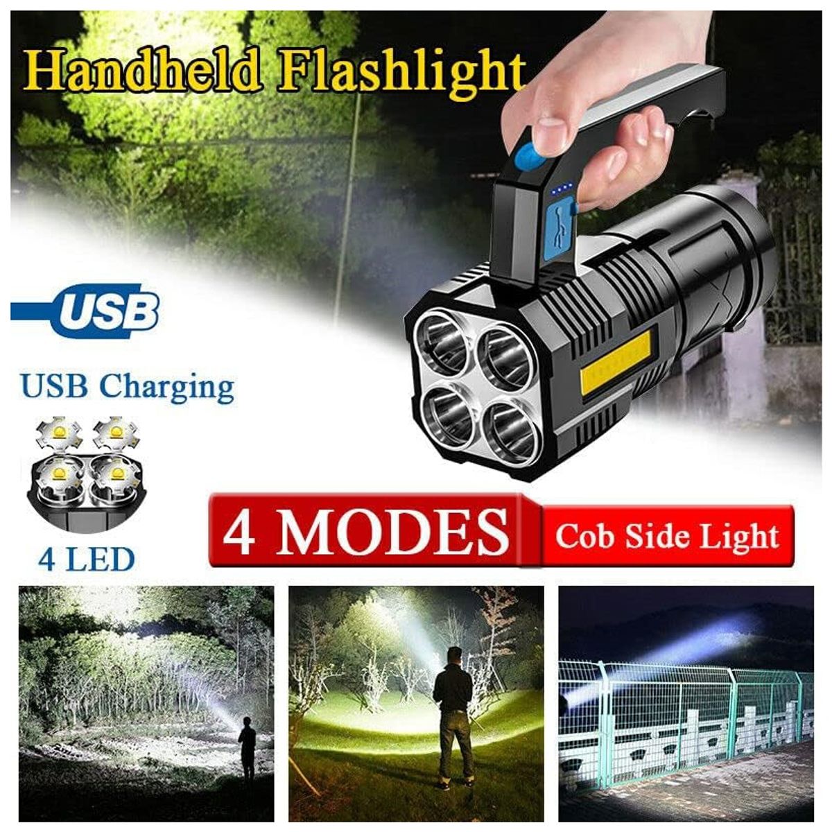 KUANGYE - Pack 2 Linternas Led Táctica Recargable Luz Potente Larga