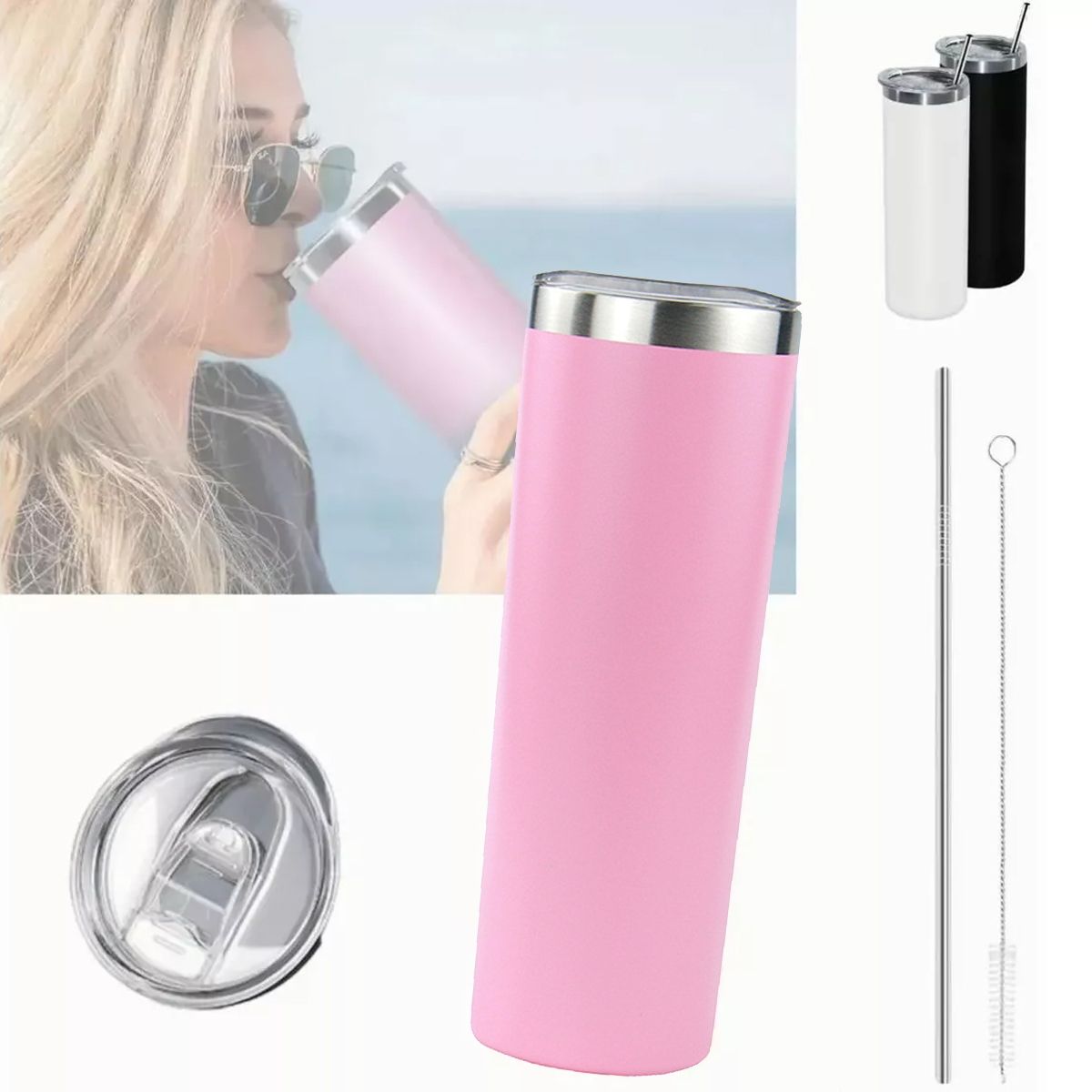 EDWINAYY - Termo Líquido Tapa Plana Acero Inoxidable Deportiva Thermos