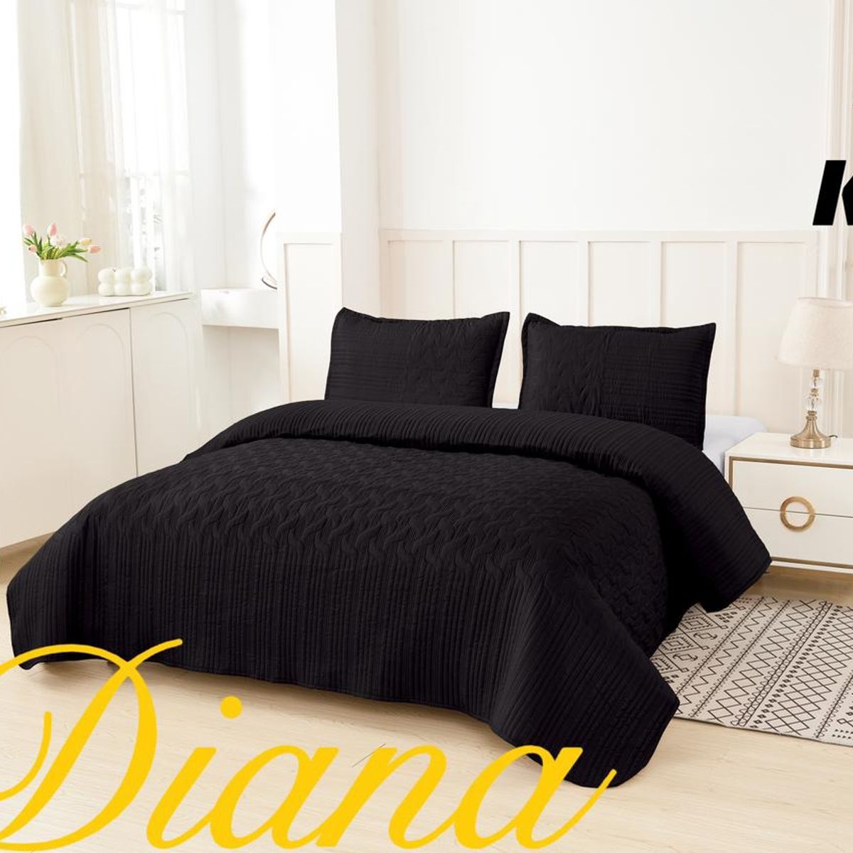 GENERICO - Cubrecama Quilt de Verano 2.0 Plaza Premium Negro