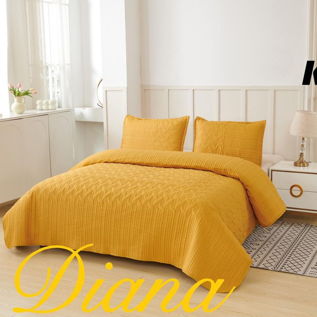 GENERICO - Cubrecama Quilt de Verano Premium KING/SUPERKING Amarillo