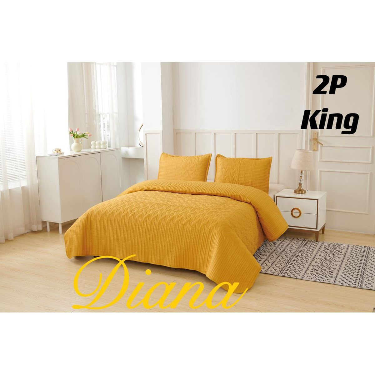 GENERICO - Cubrecama Quilt de Verano Premium KING/SUPERKING Amarillo
