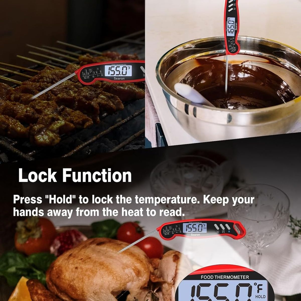 GENERICO - Termometro Digital Cocina Carnes 300 °C Con Sonda + Magneto