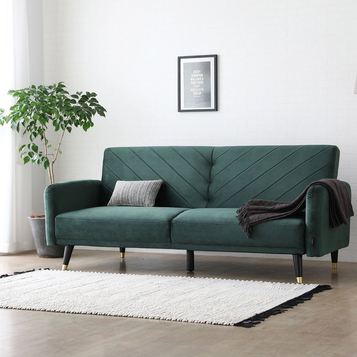 EL BARCO - Sofá cama 3 cuerpos California verde esmeralda