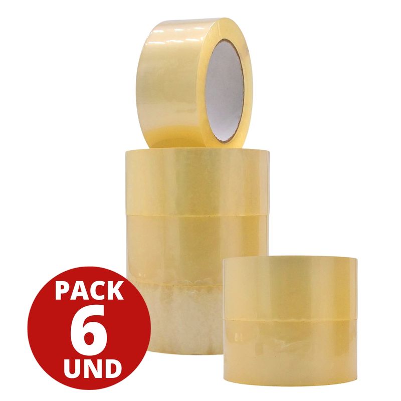 GENERICO - Cinta Embalaje Amarilla 300m X 4,8 Cm Resistente Caja 6 Und