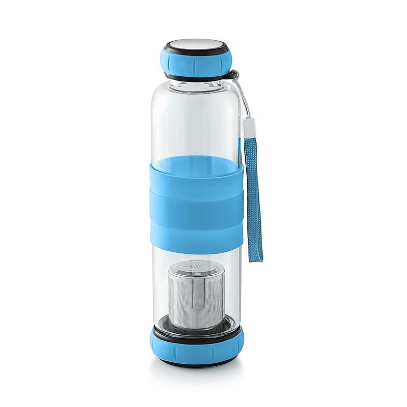 GENERICO - Infusores De Te Y Hierbas Infusor Te Botella Vidrio 420mL Azul