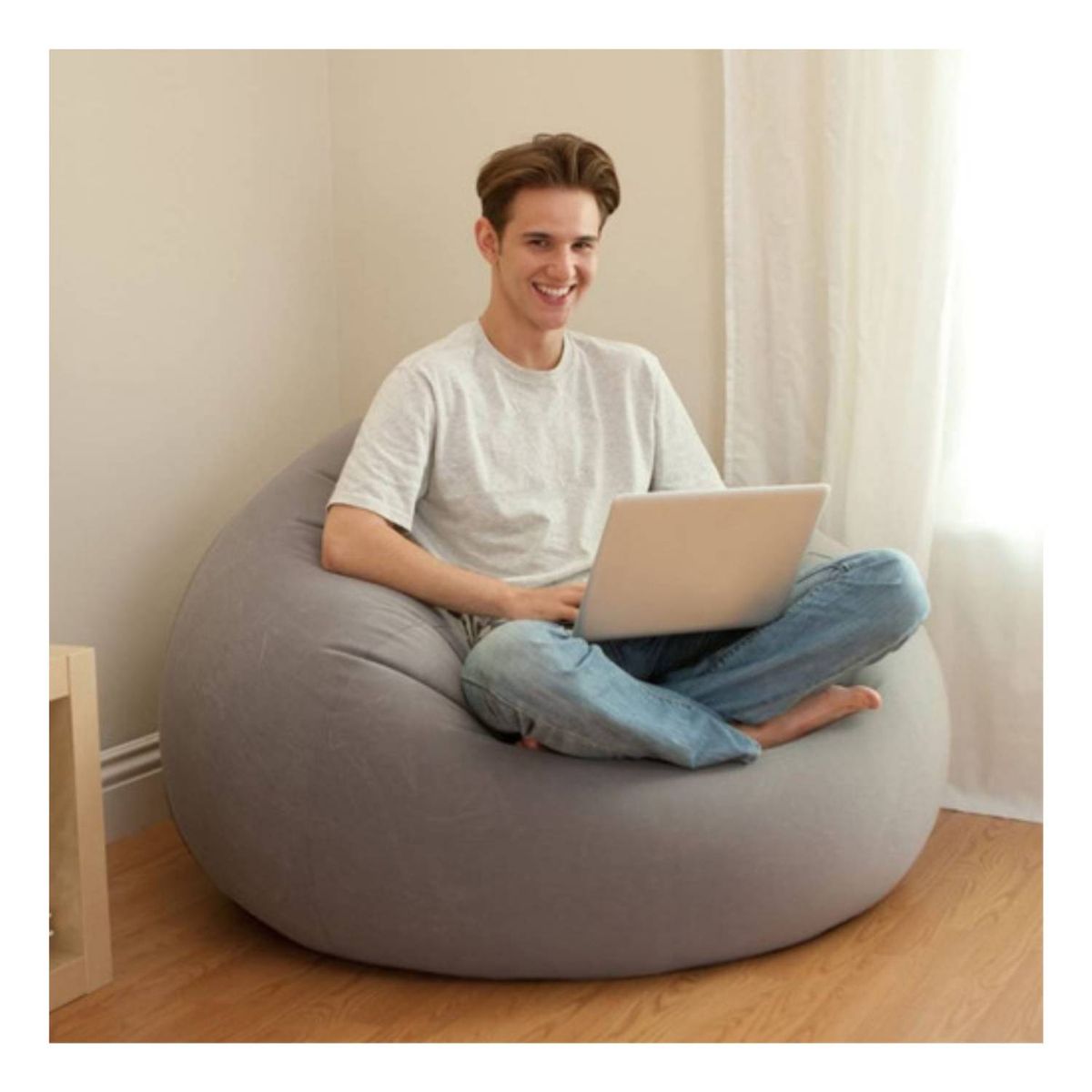 GENERICO - Sillón Inflable Puff Tumbona Reposa Gris