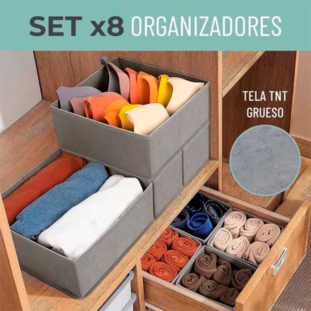 GENERICO - Set 8 Organizador Separador Cajones Ropa Interior