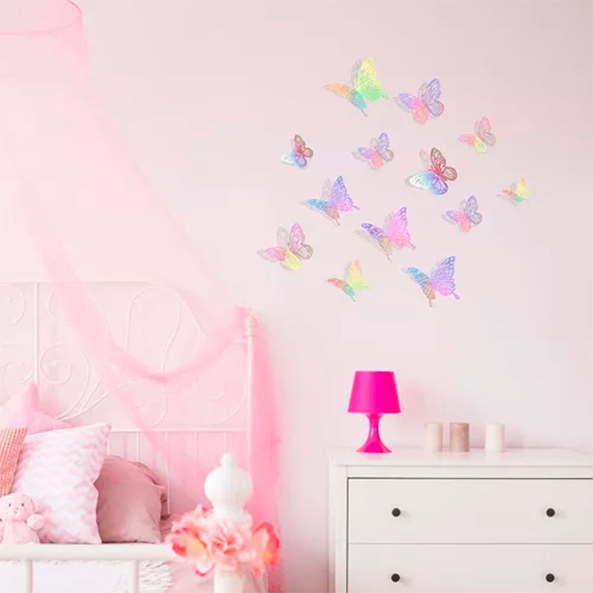 GENERICO - Set 24 Mariposa 3D Decoración Para Pared Multicolor