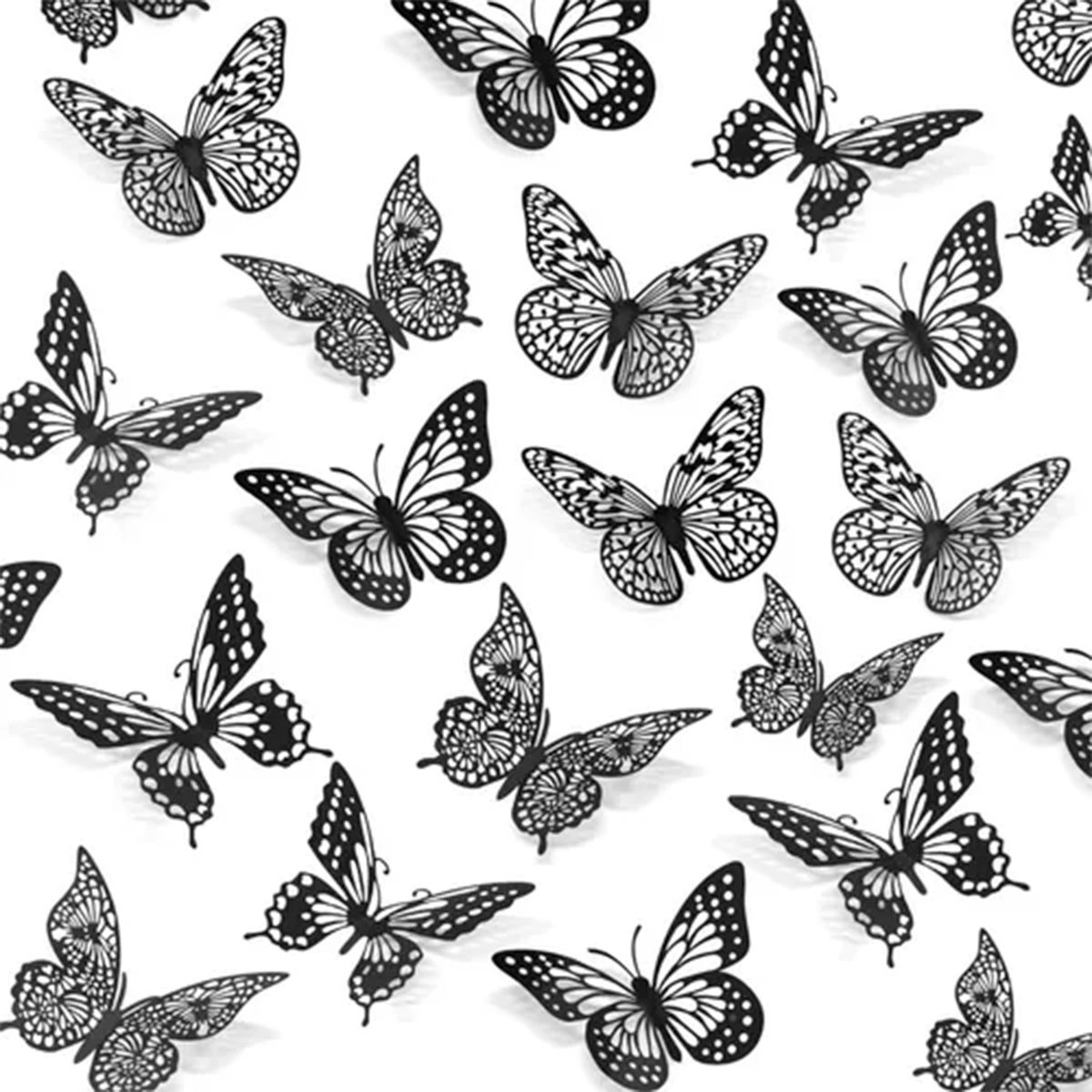 GENERICO - Set 24 Mariposa 3D Decoración Para Pared Negro
