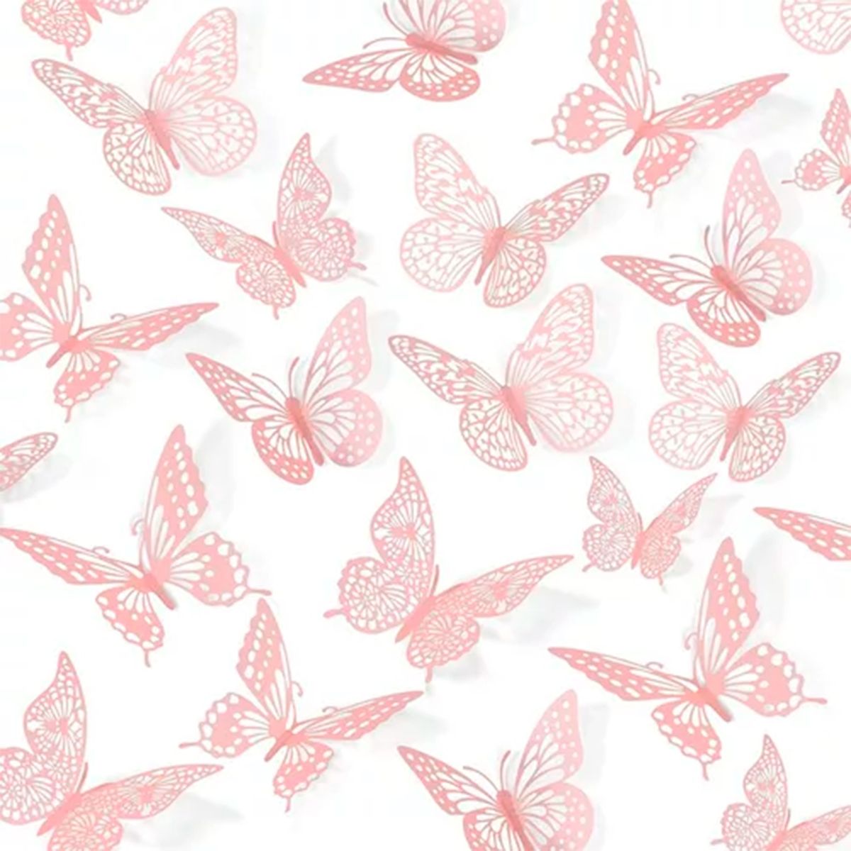 GENERICO - Set 24 Mariposa 3D Decoración Para Pared Rosa