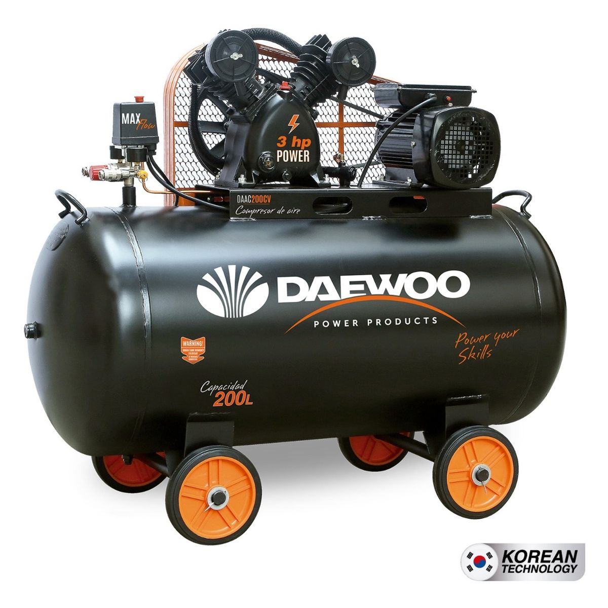 DAEWOO - Compresor De Aire Eléctrico Daewoo DAAC200CV 200l 3hp 115psi