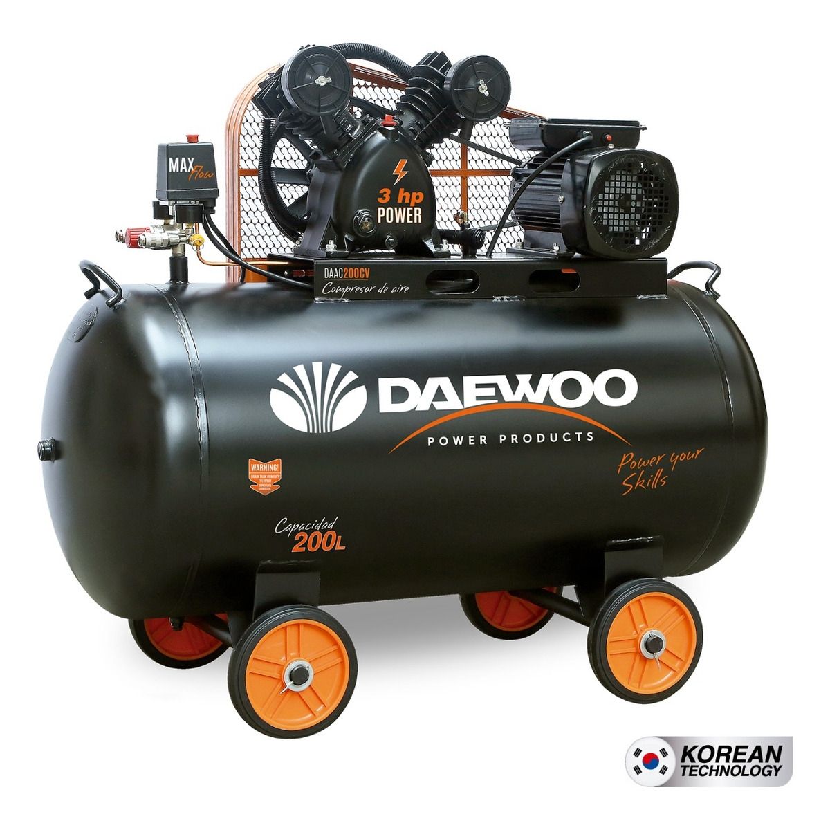DAEWOO - Compresor De Aire Eléctrico Daewoo DAAC200CV 200l 3hp 115psi