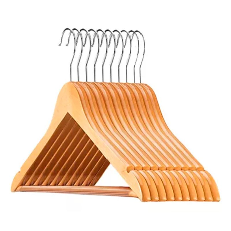 GENERICO - Set 10 Colgadores De Ropa Madera Antideslizante