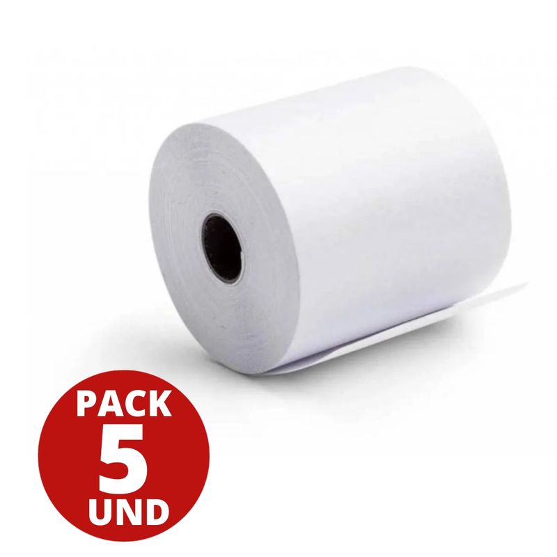 GENERICO - Rollo Papel Termico 80mm X 80m Blanco Pack 5 Unidades