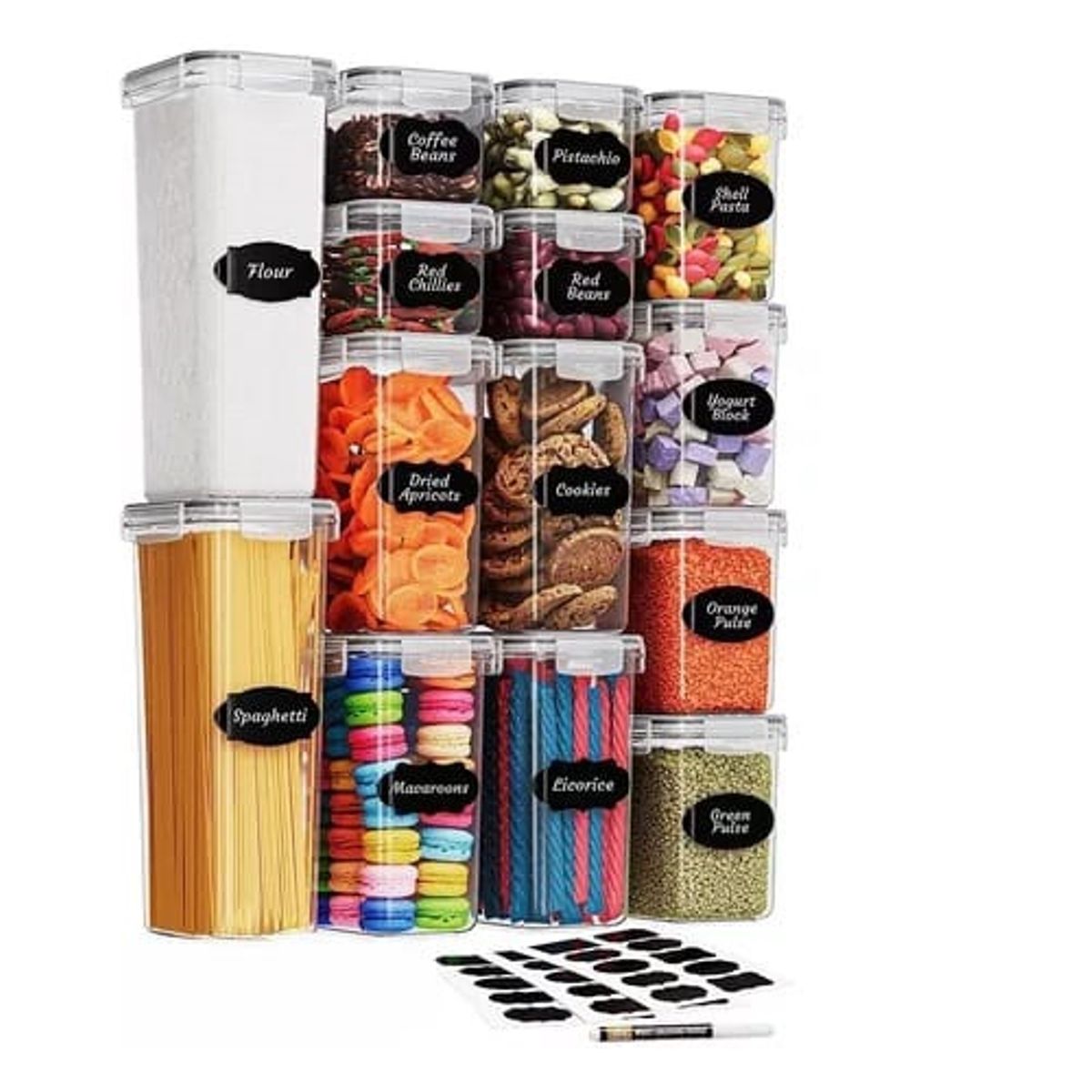 GENERICO - 14 Envases Herméticos Tupper Recipientes Medidores Alimentos