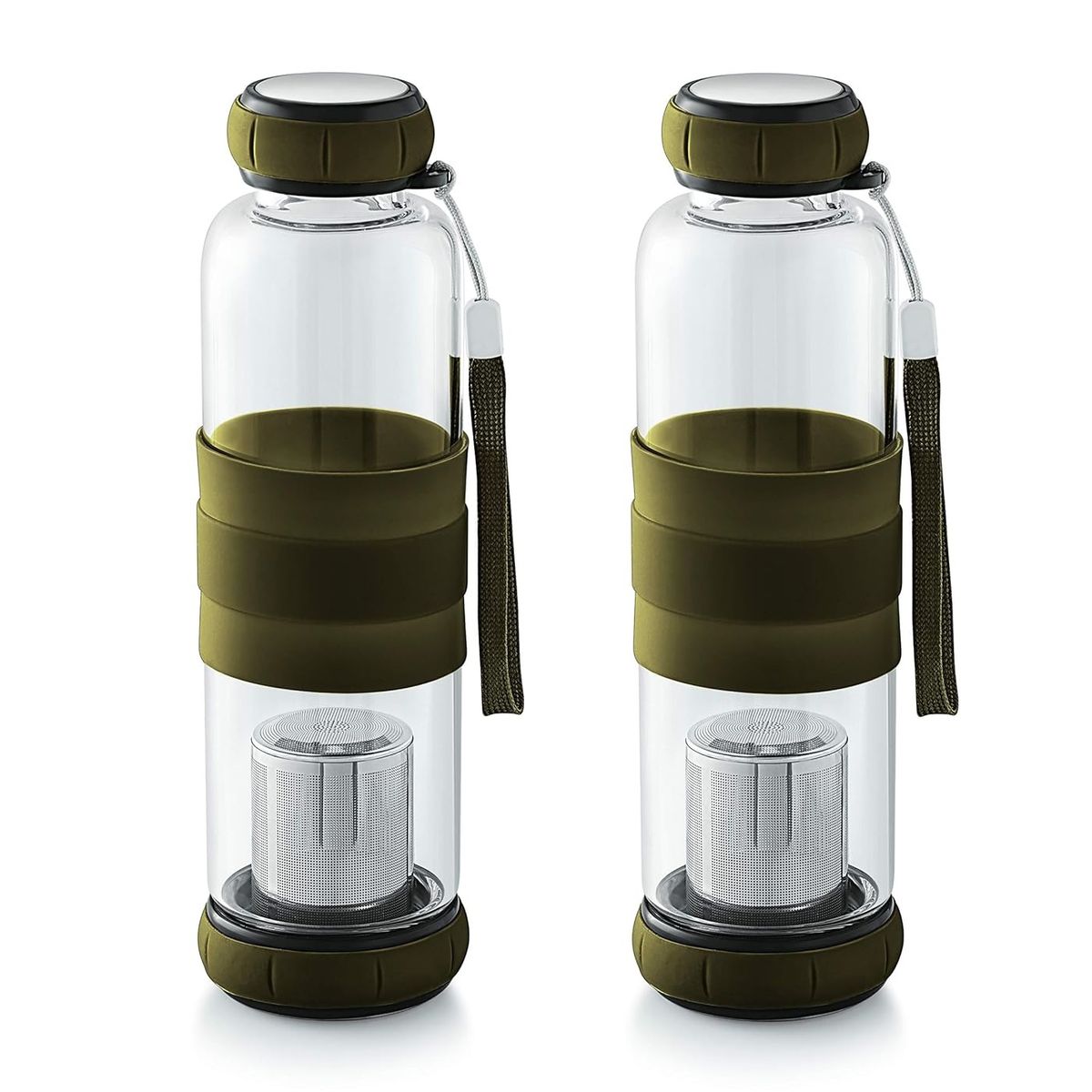 GENERICO - Pack X2 Infusores De Te Y Hierbas Infusor Botella Vidrio 420mL Marron