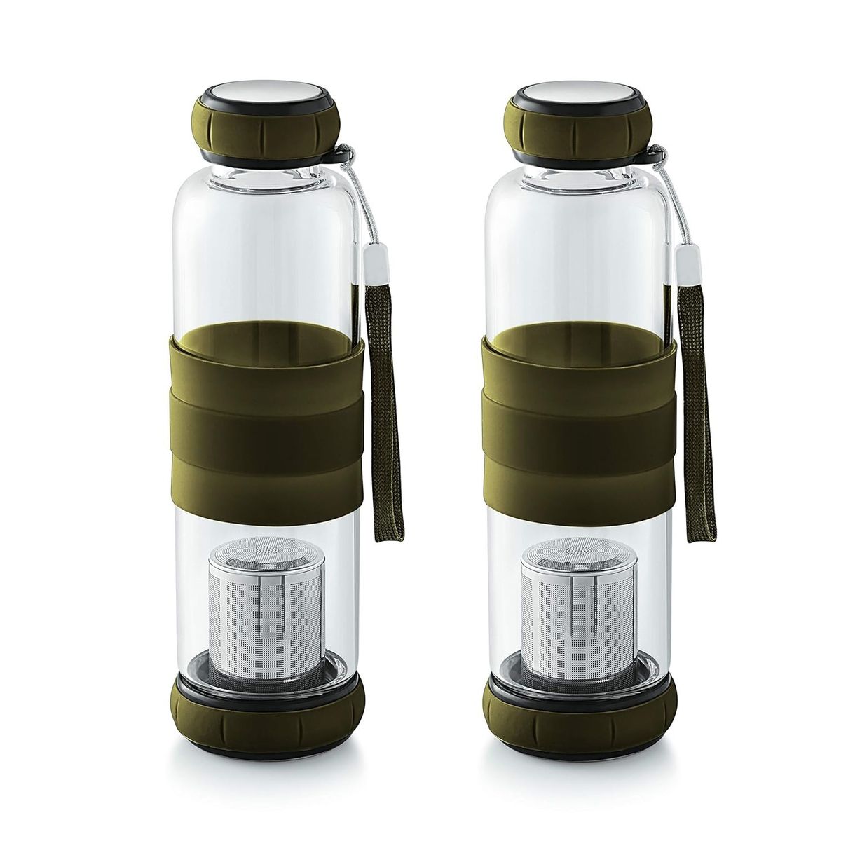 GENERICO - Pack X2 Infusores De Te Y Hierbas Infusor Botella Vidrio 420mL Marron