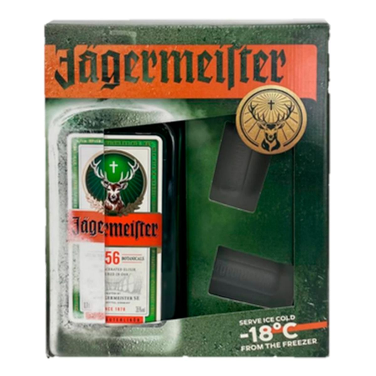 JAGERMEISTER - Licor Jagermeister 35° 700cc + 2 Shot Glasses
