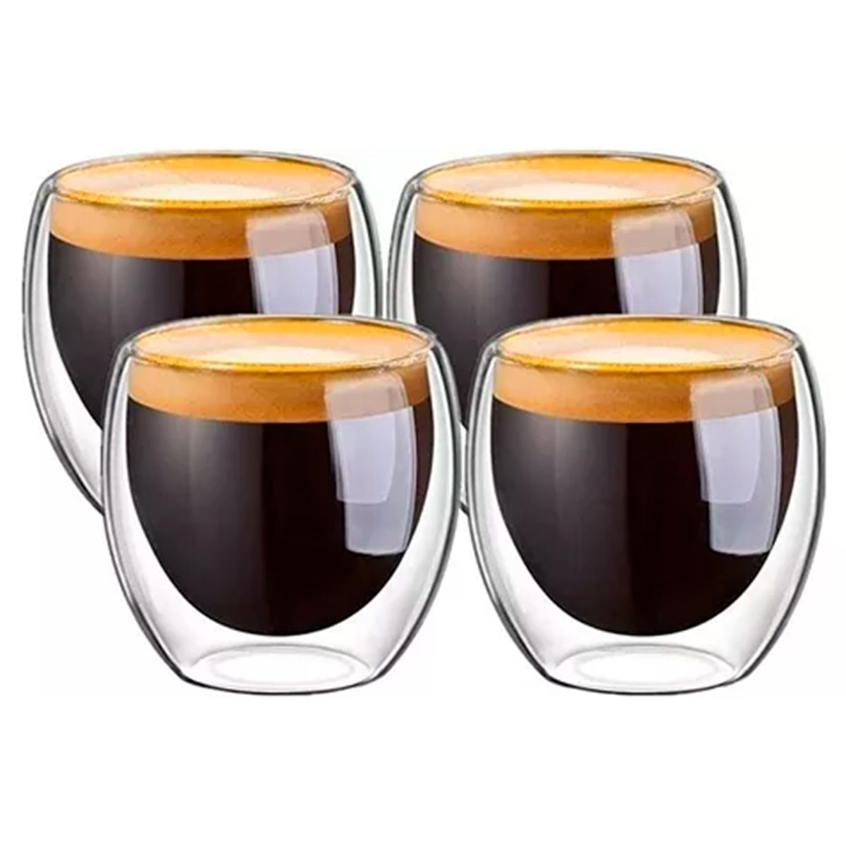 GENERICO - Set 4 Tazas Doble Pared 250ml Frio Y Caliente