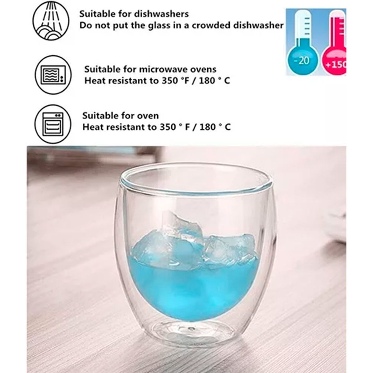 GENERICO - Set 4 Tazas Doble Pared 250ml Frio Y Caliente