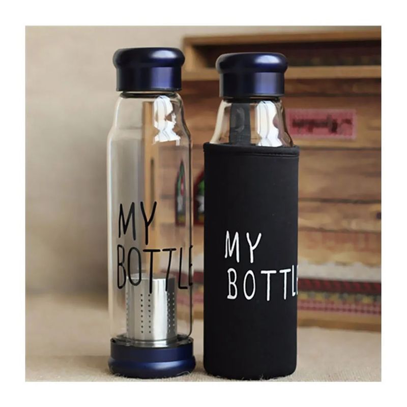 GENERICO - Botella Infusor De Vidrio Infusor De Te Con Funda 550ml Azul