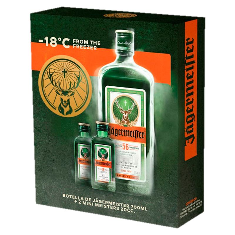 JAGERMEISTER - Licor Jagermeister 35º 700cc + 2 Mini Jagermeister 20cc
