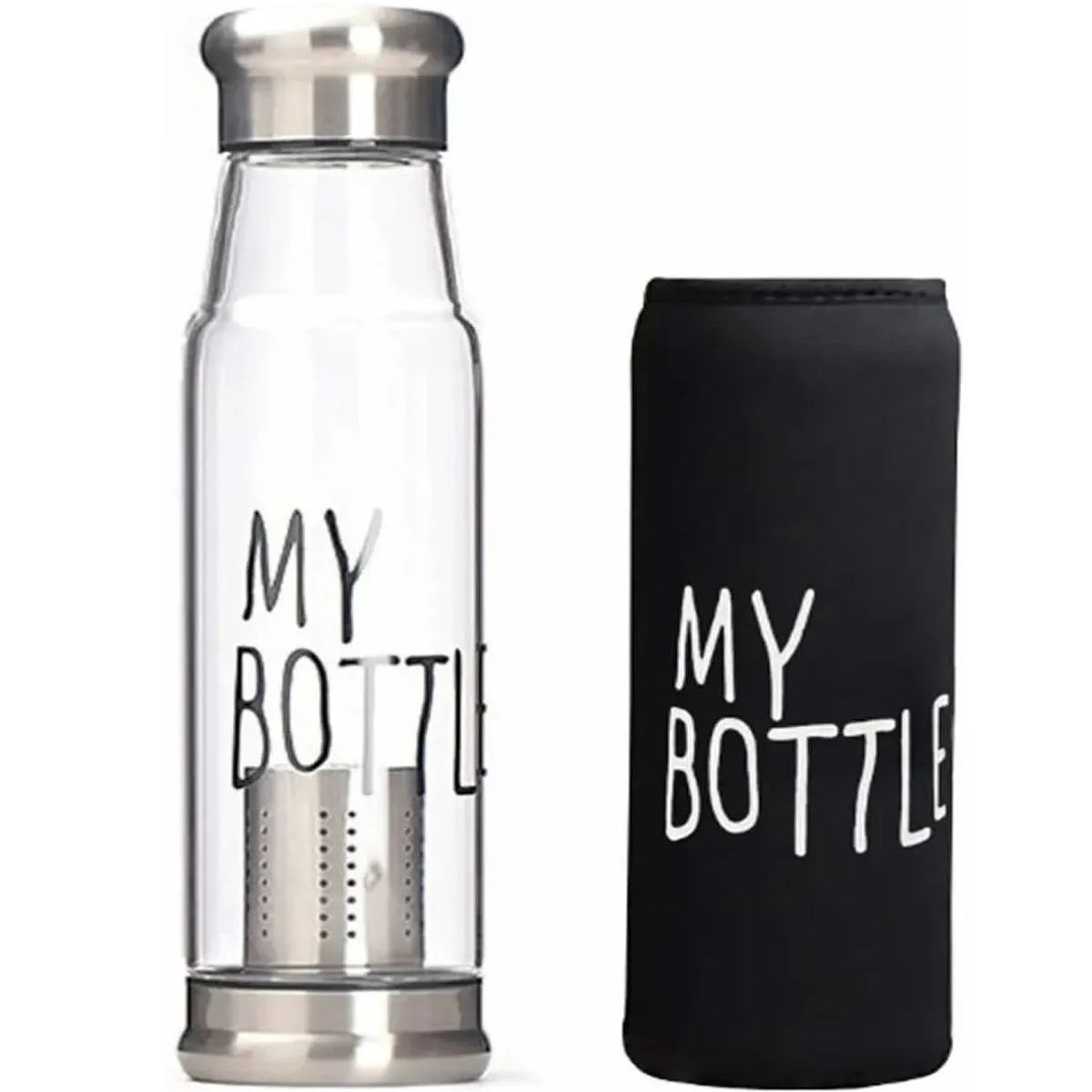 GENERICO - Botella Infusor De Vidrio Infusor De Te Con Funda 550ml Gris