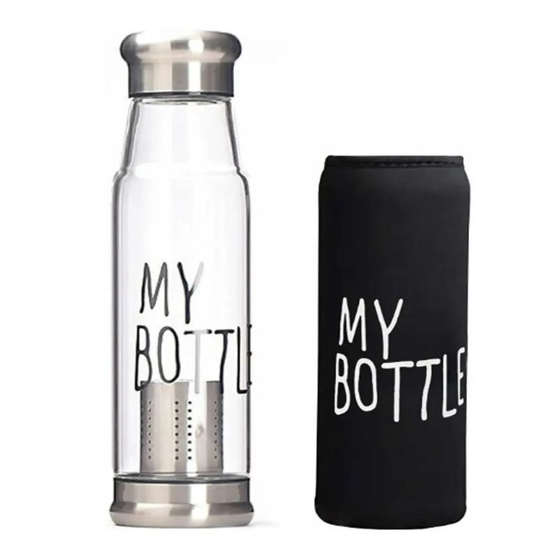 GENERICO - Botella Infusor De Vidrio Infusor De Te Con Funda 550ml Gris