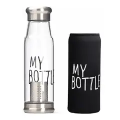 GENERICO - Botella Infusor De Vidrio Infusor De Te Con Funda 550ml Gris